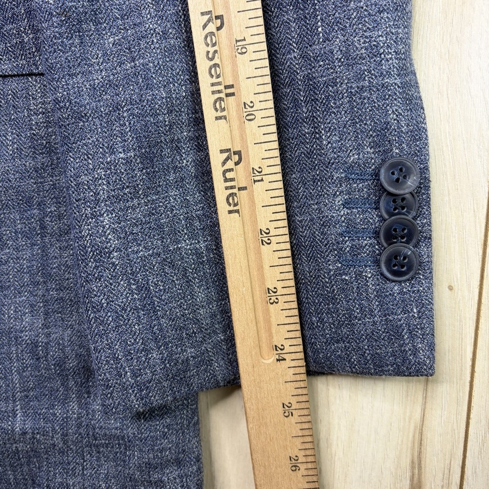 Joseph Abboud Indigo Blue E.THOMAS Wool Silk Linen Chambray Blue Blazer Mens 40R - Picture 3 of 11